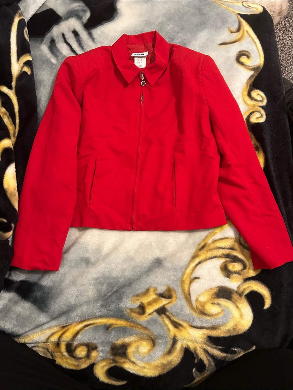 Bright Red Zip-Front Blazer Jacket by Jo Hardin